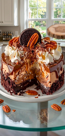 Chocolate Pecan Oreo Cheesecake