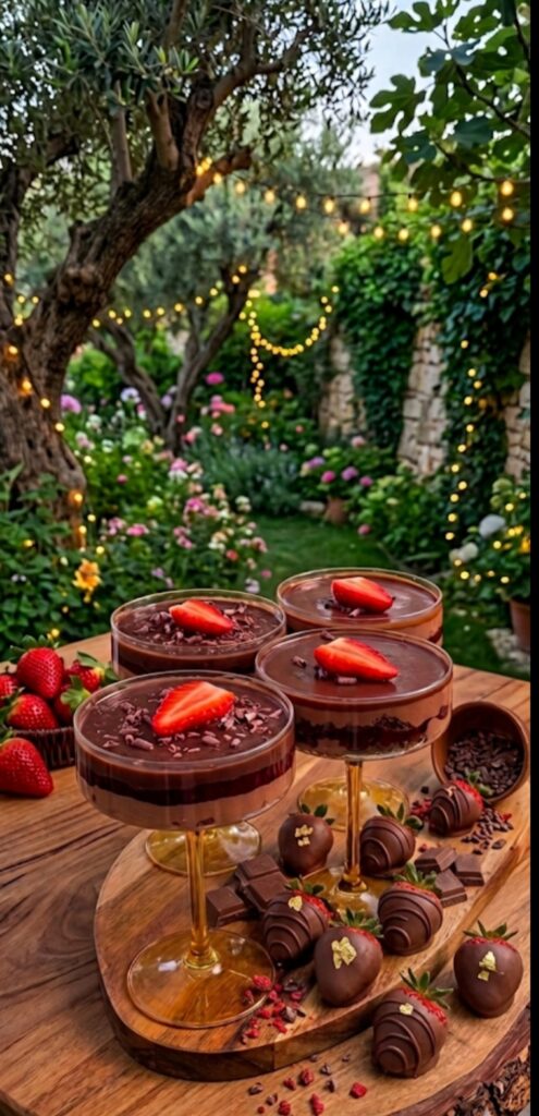 Delicious Chocolate Strawberry Pudding Dessert