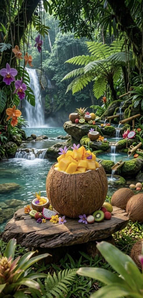 Mango Coconut Dessert in shel