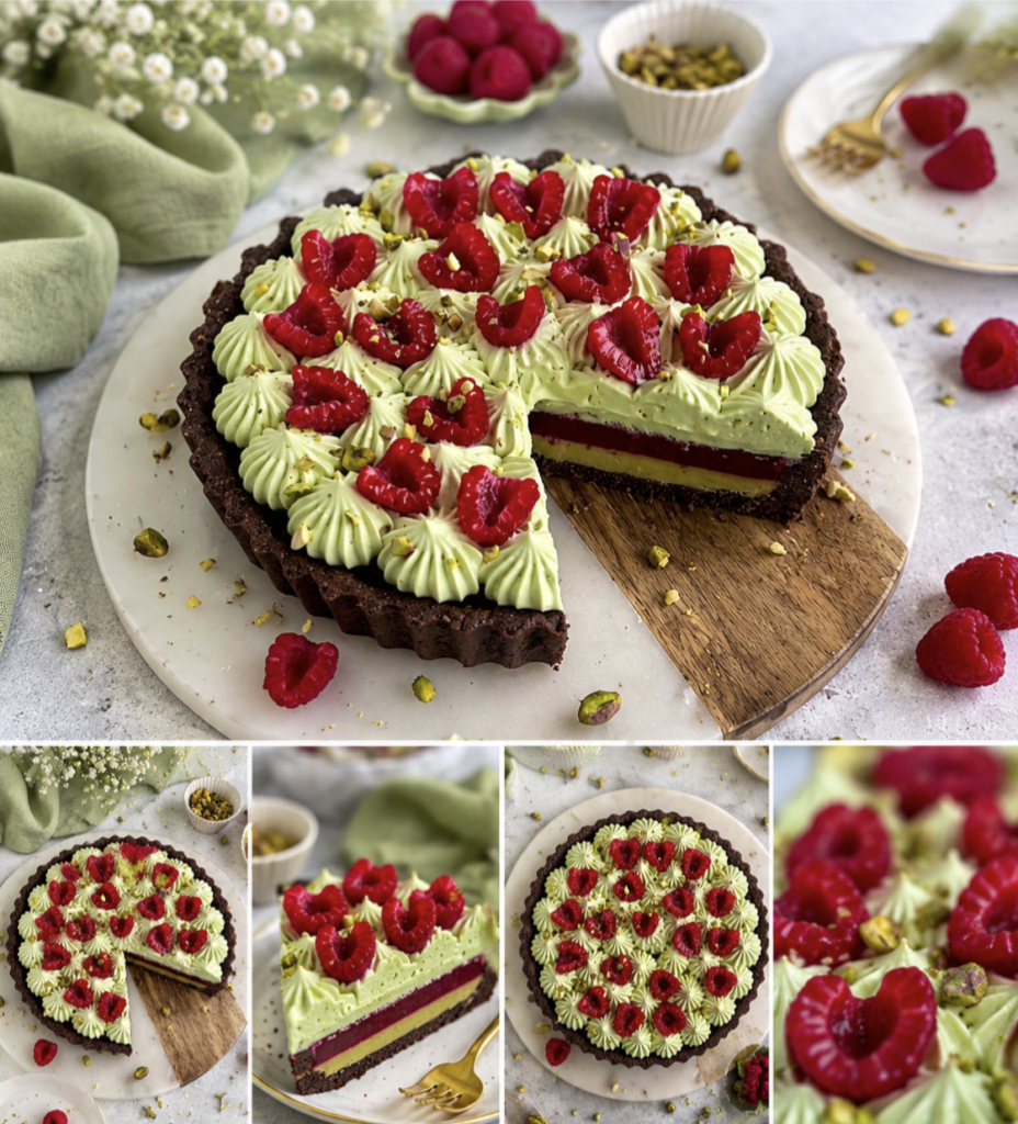 Pistachio Raspberry Chocolate Tart