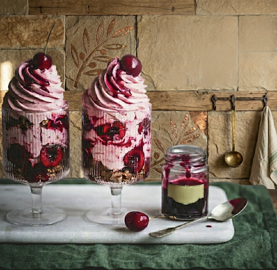 Homemade Cherry Mascarpone Parfait dessert