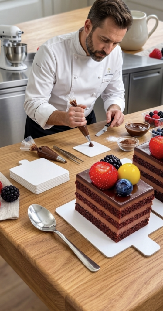 Devil's Food Mini Cakes topped with fresh berries