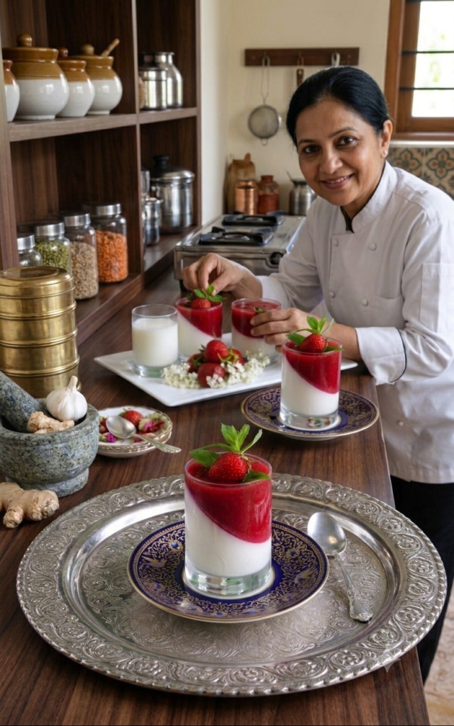 White Chocolate Strawberry Panna Cotta