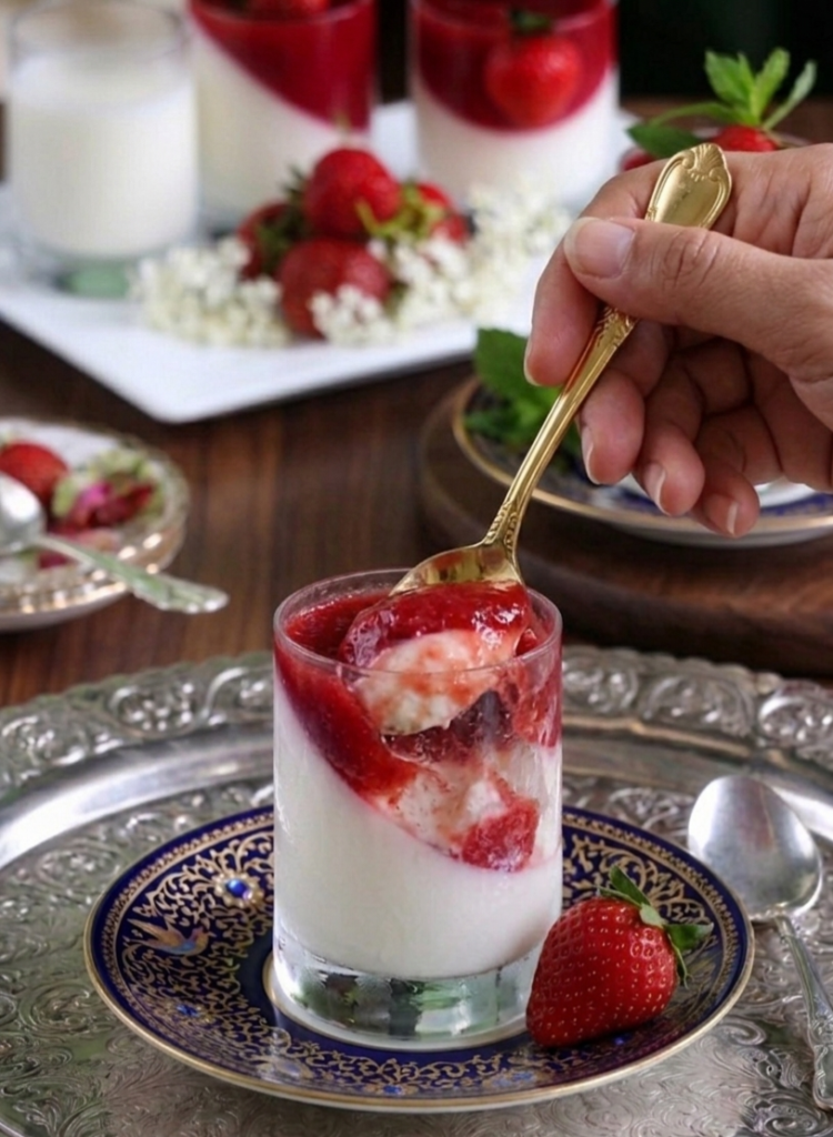 White Chocolate Strawberry Panna Cotta