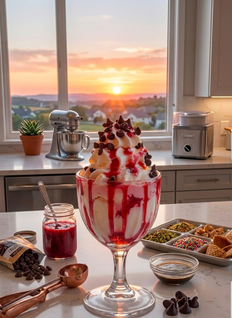 Chocolate Berry Ice Cream Sundae